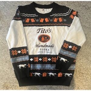 Tito's Handmade Vodka Sweater Ugly Christmas Mens Size L Large Austin Texas EUC